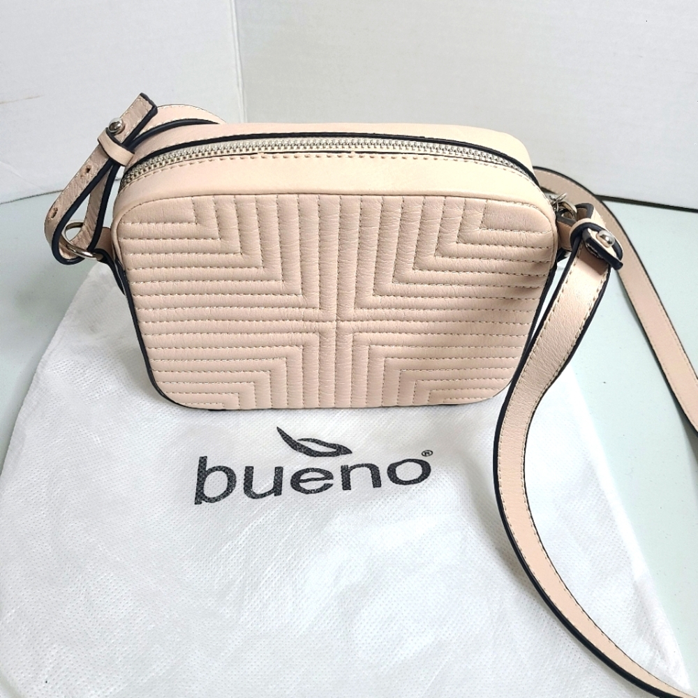 Light Pink/Blush Leather Purse   "Bueno" Crossbody Bag Quilted Pattern New